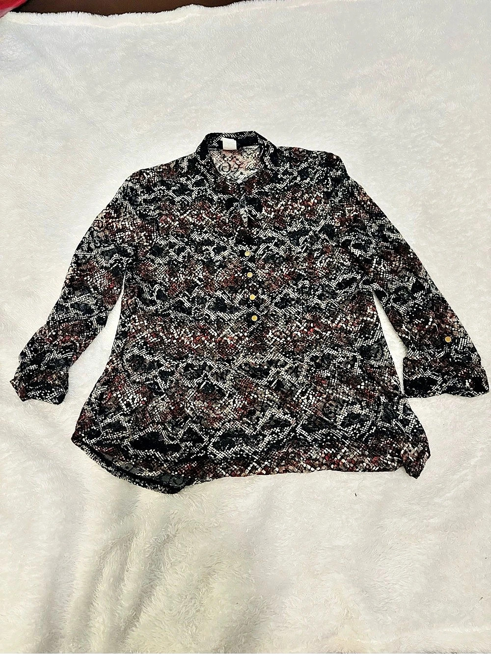 Cocomo Printed Button Front Blouse Small